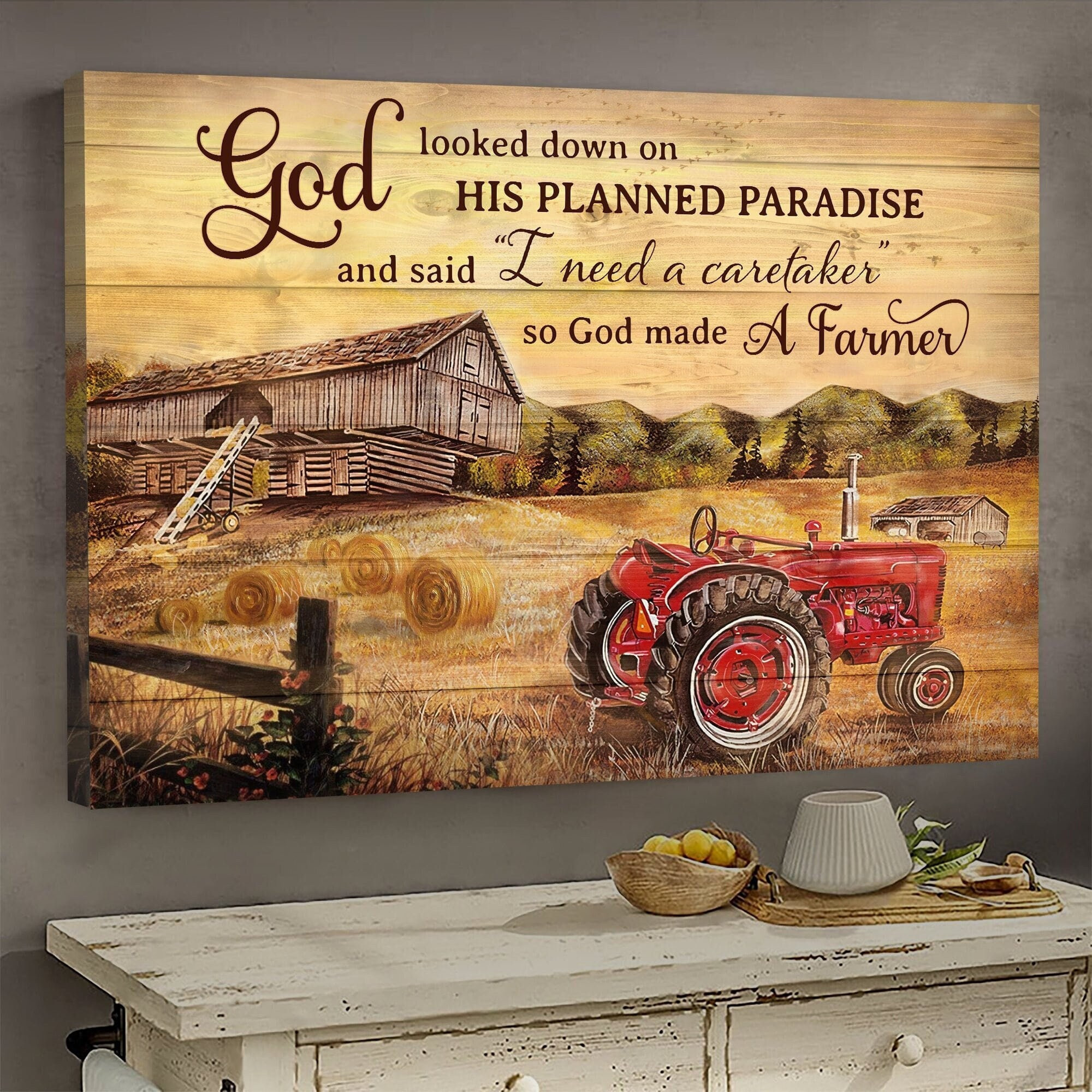 & Canvas | So God Made A Farmer – God Locked Down On His Planned Paradise God Wall Art – Wall Art | Christian Canvas | Home Decor