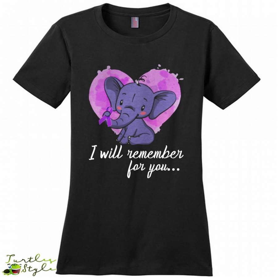 Baby Elephant Alzheimers Heart I Will Remember For You – District Made Women Shirt