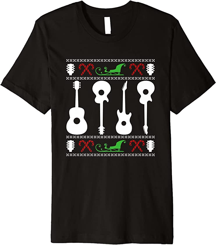 Ugly Christmas Guitar Guitarist X-Mas Santa Claus New Year Premium T-Shirt