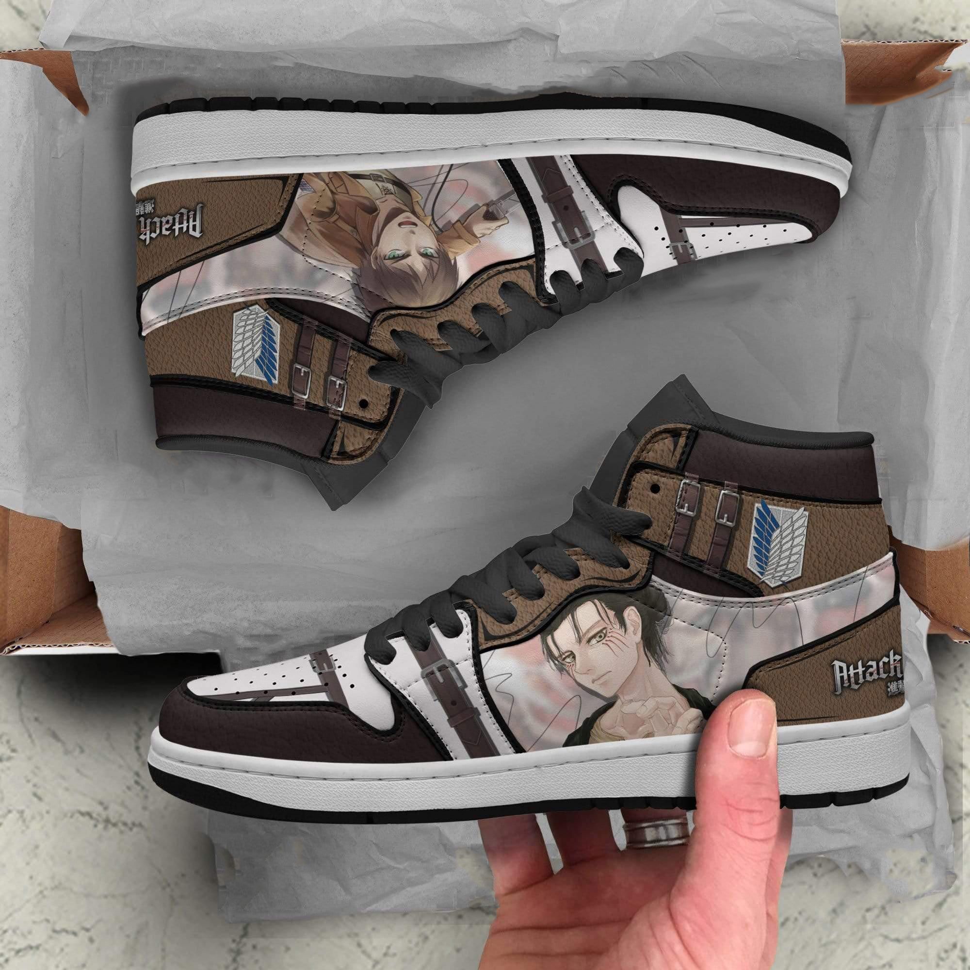 Attack On Titan Shoes Eren Yeager Jd Sneakers Custom Anime Sneakers