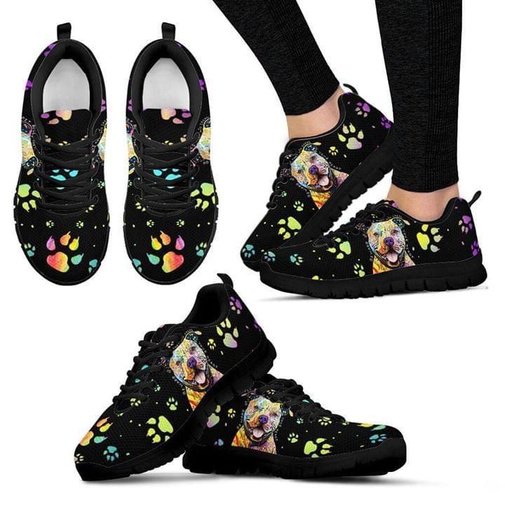 Pitbull Dog Animal Lovers Shoes Gift For Fan Black Shoes Fly Sneakers