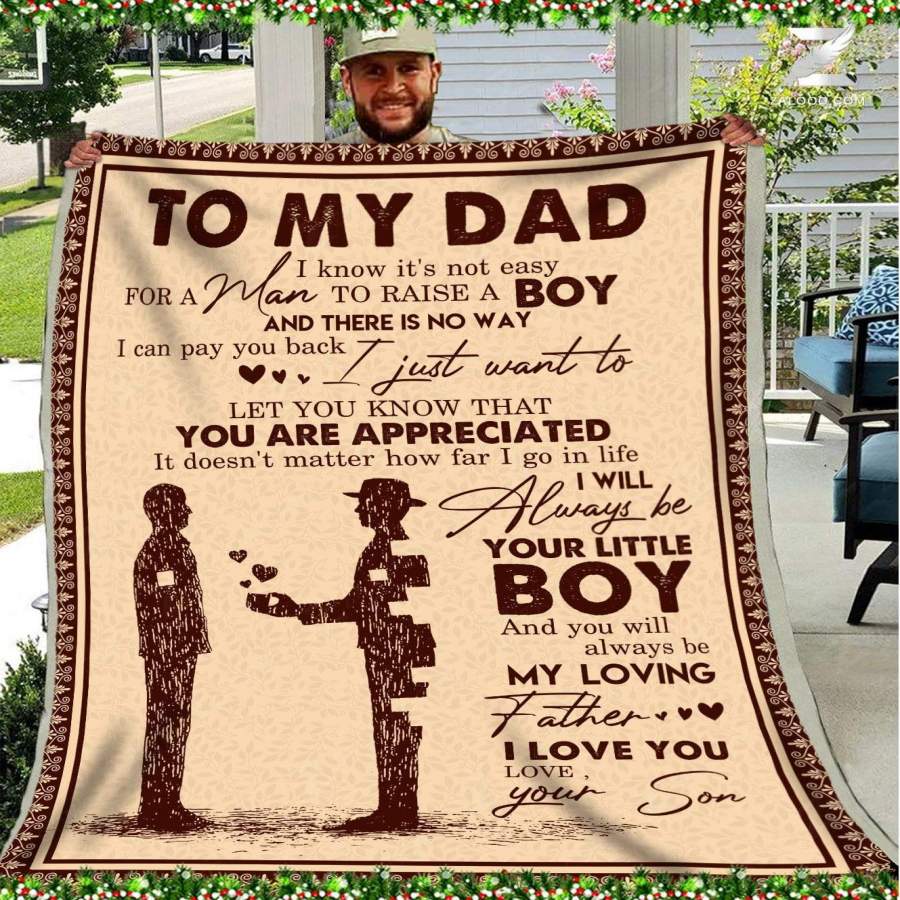 It’s Not Easy For A Man To Raise A Boy Son Gift For Dad Father’s Day Gift Blanket