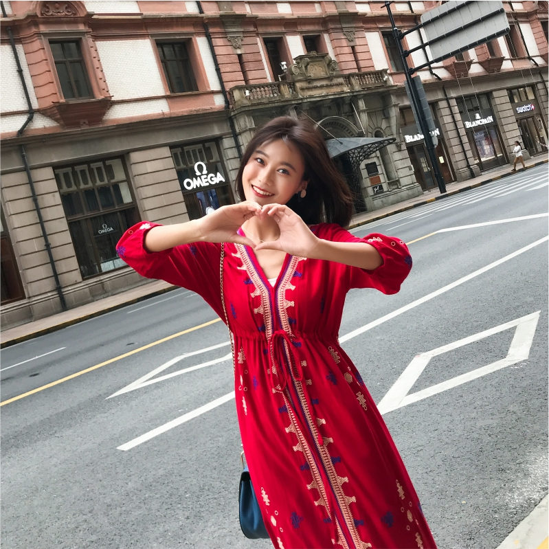 Summer Dress Vestidos Korean Cotton and Chiffon Large Size Seaside Holiday Beach Dress Bohemian Long Dress for Female Women alx