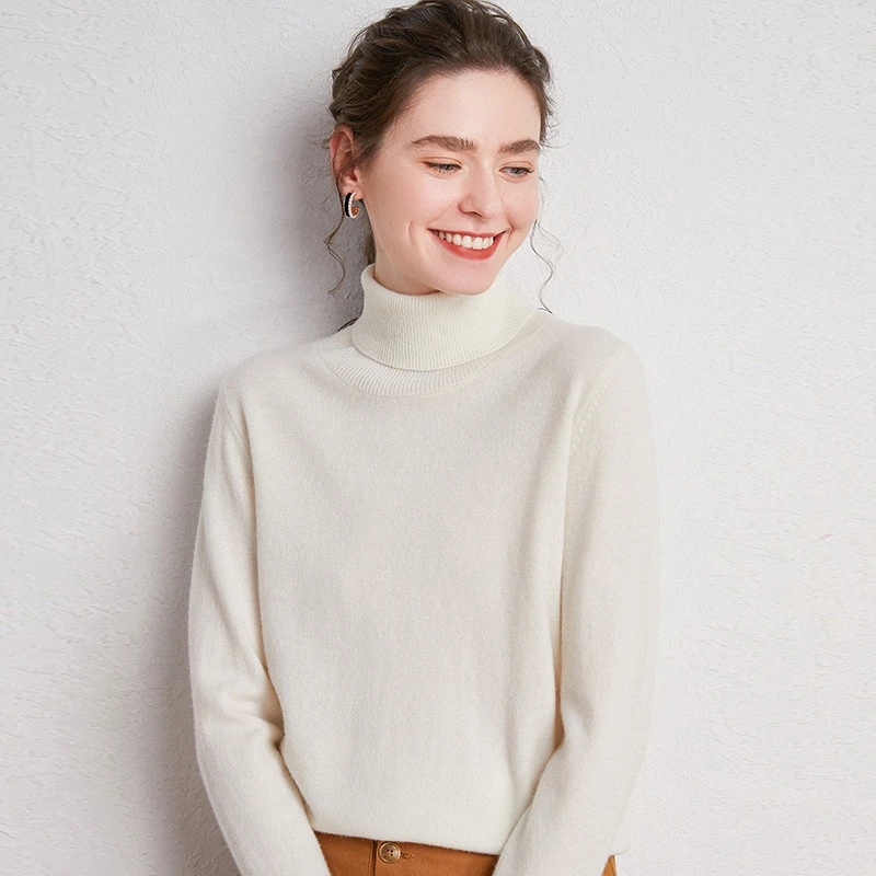 100% Australian Merino Wool Turtleneck Women Sweater Winter Clothes Korean Fashion Jumper Female Cashmere Knitwears Pullovers alx