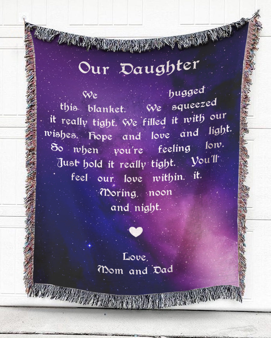 Woven Throw For Daughter Birthday Gift, Dear Our Daughter, Cotton Blanket