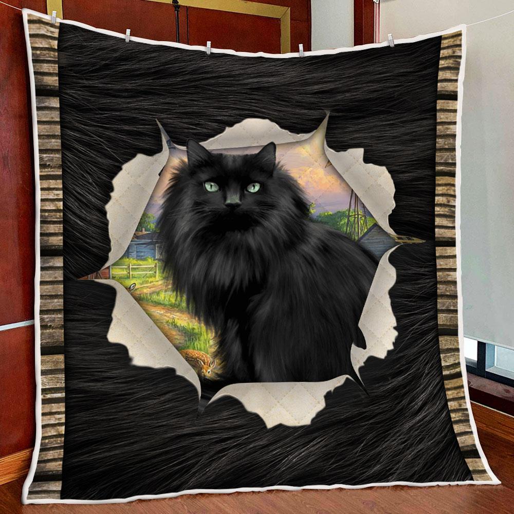 Black British Longhair Cat Fleece Blanket And Quilt Blanket, Cat Lovers, Birthday Gift, Home Decor Bedding Couch Sofa Soft and Comfy Cozy