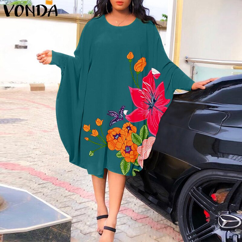 VONDA Casual Baggy Holiday Vestidos Robe Oversized Bohemian Vintage Printed Sundress Stylish 2022 Women Autumn Long Sleeve Dress alx