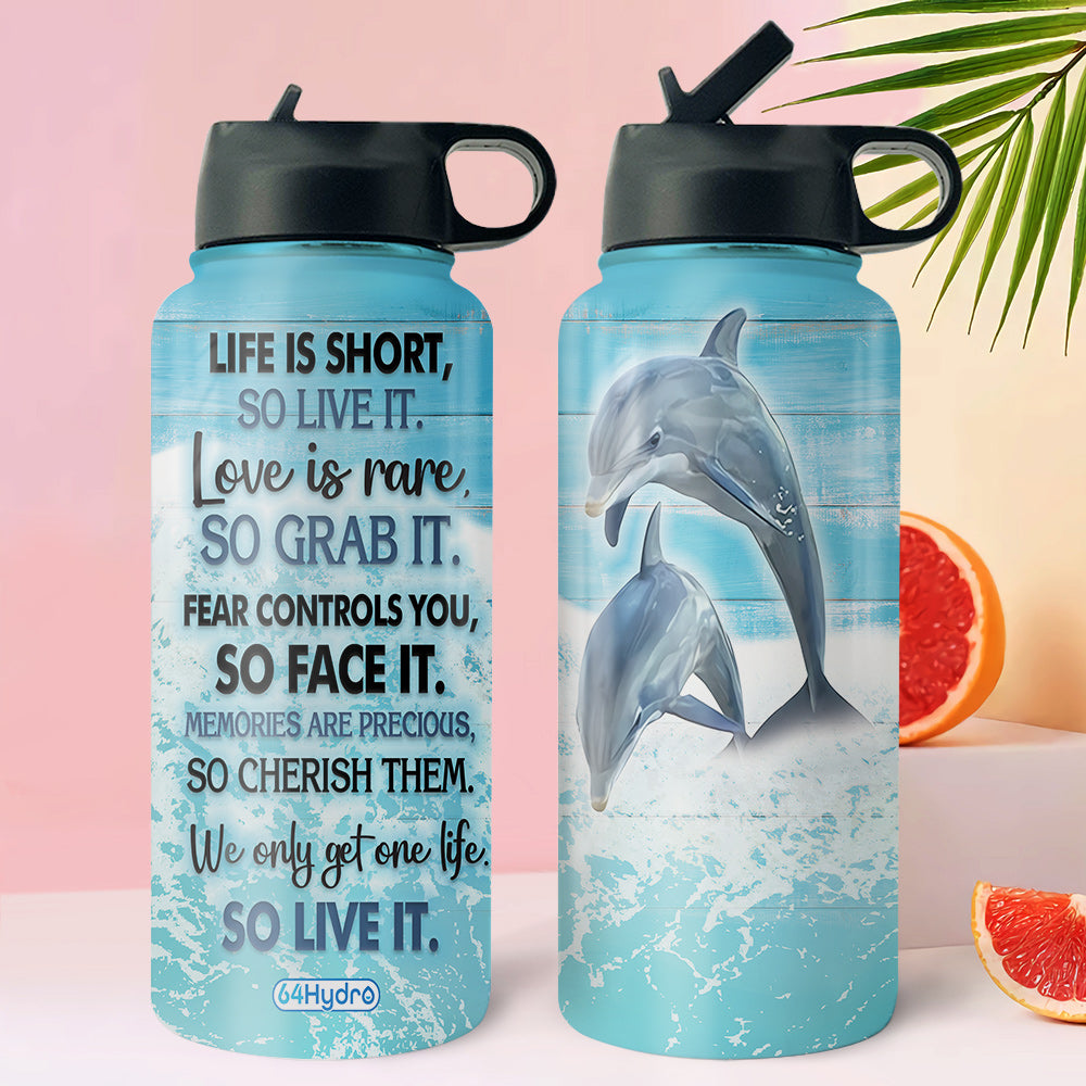 Dolphin Hha1410008 Stainless Steel Bottle With Straw Lid