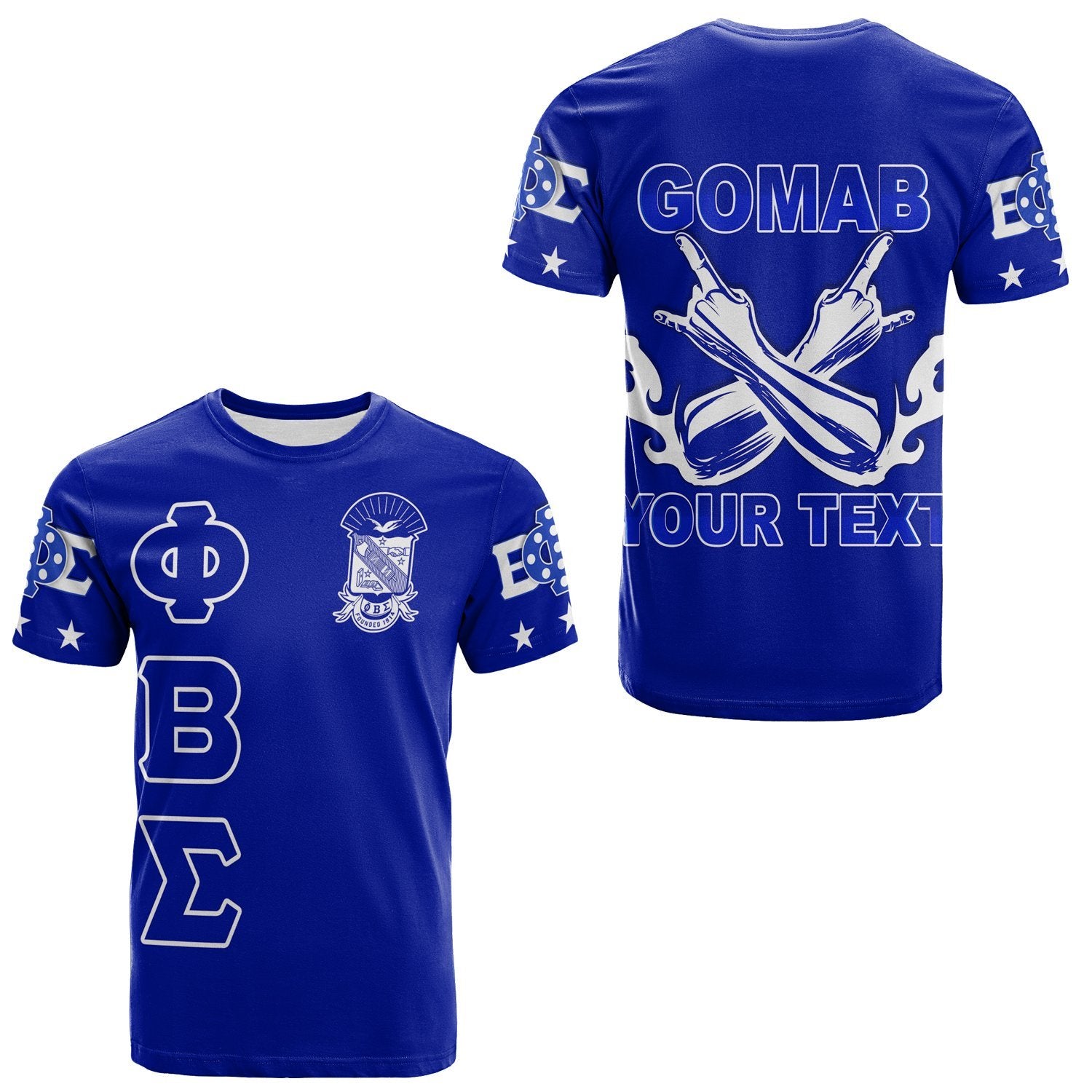 (Custom Personalised) Phi Beta Sigma Letters Blue T-Shirt Lt13