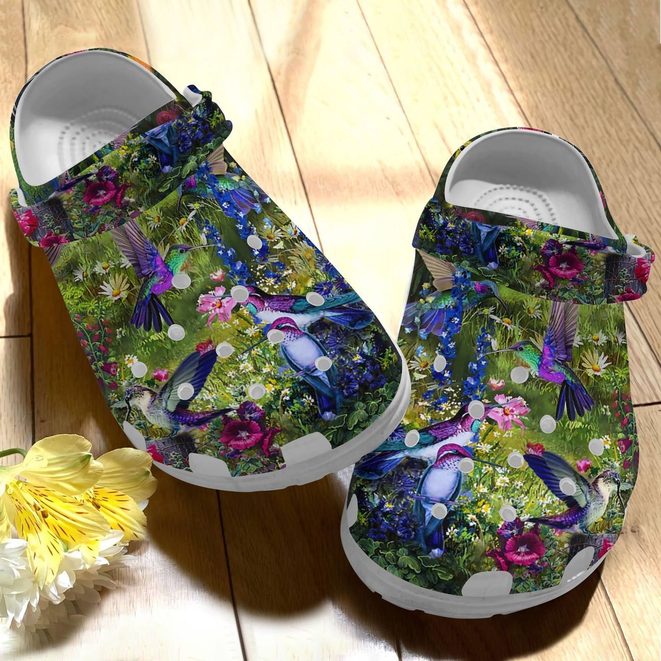 Hummingbird Personalized Clog, Custom Name, Text Hummingbird Rose, Fashion Style For Women, Men, Kid, Print 3D