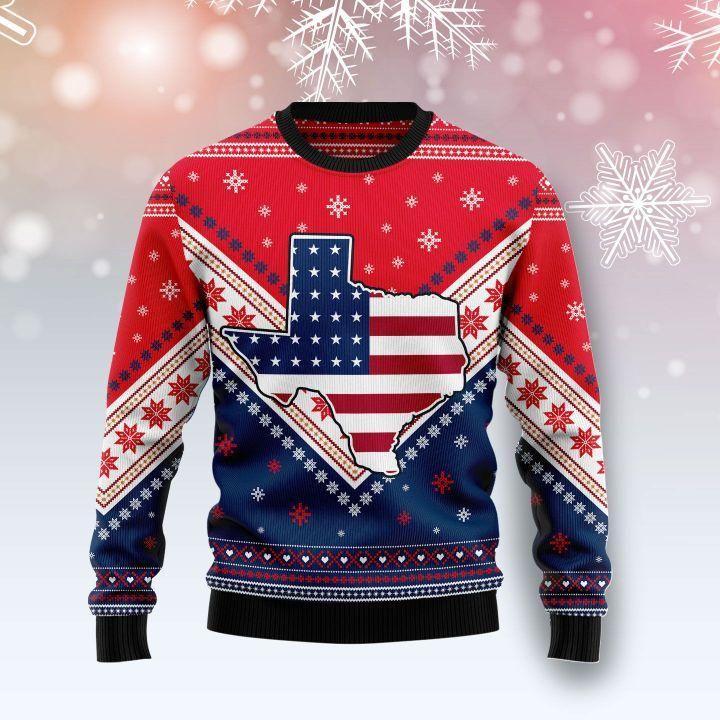 Texas Us Flag Ugly Christmas Sweater | For Men & Women | Adult | Us6009