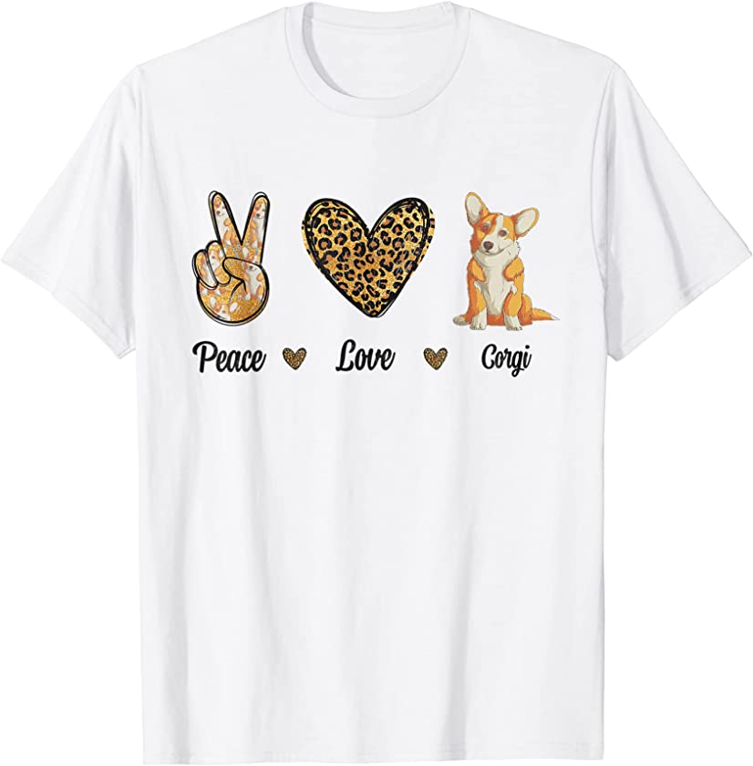 Peace Love Corgi Animal Lover Pet Dog Puppy Owner Men Women T-Shirt