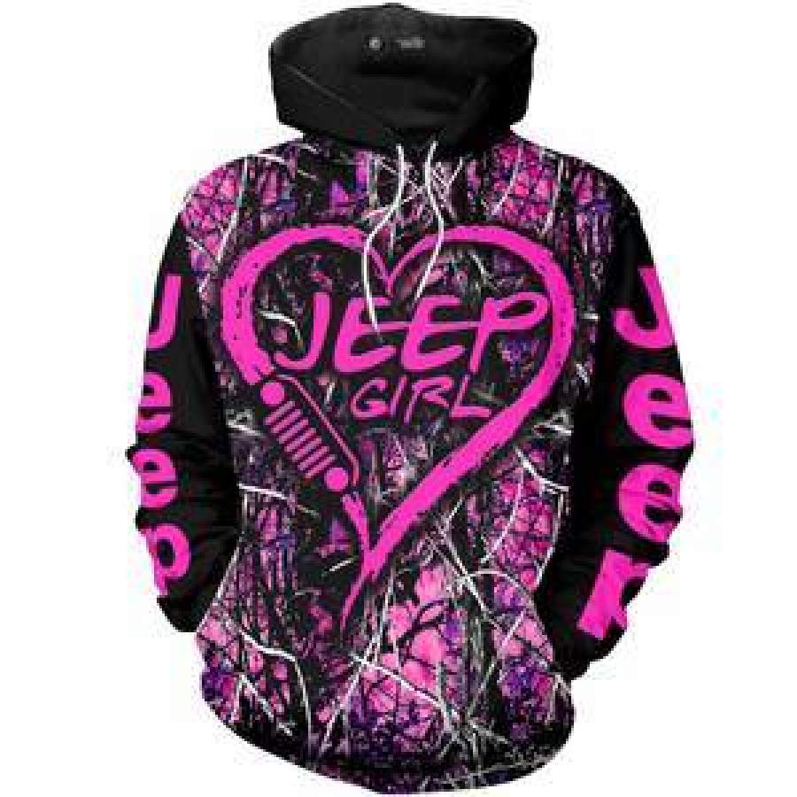 Love Jeep Girl Pink Black Hoodie 3d all over print