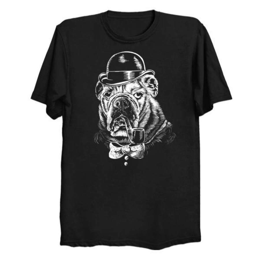 Summer British Gentleman Print T-Shirt Casual Print Dog Pattern Short Sleeve