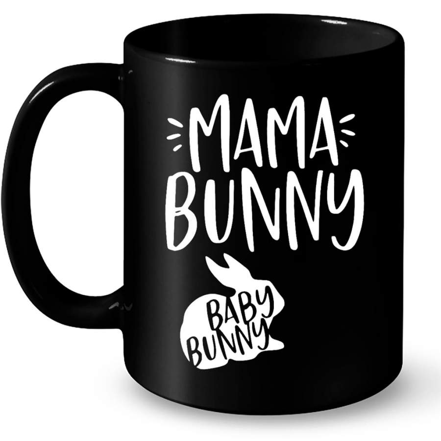 Mama Bunny Baby Bunny – Full-Wrap Coffee Black Mug