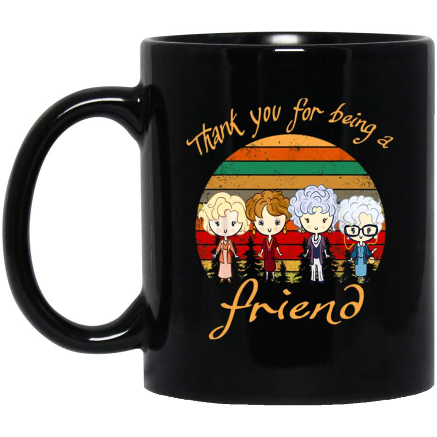 Thank You For-Being A Golden Friend Girls Vintage 11 oz Black Mug