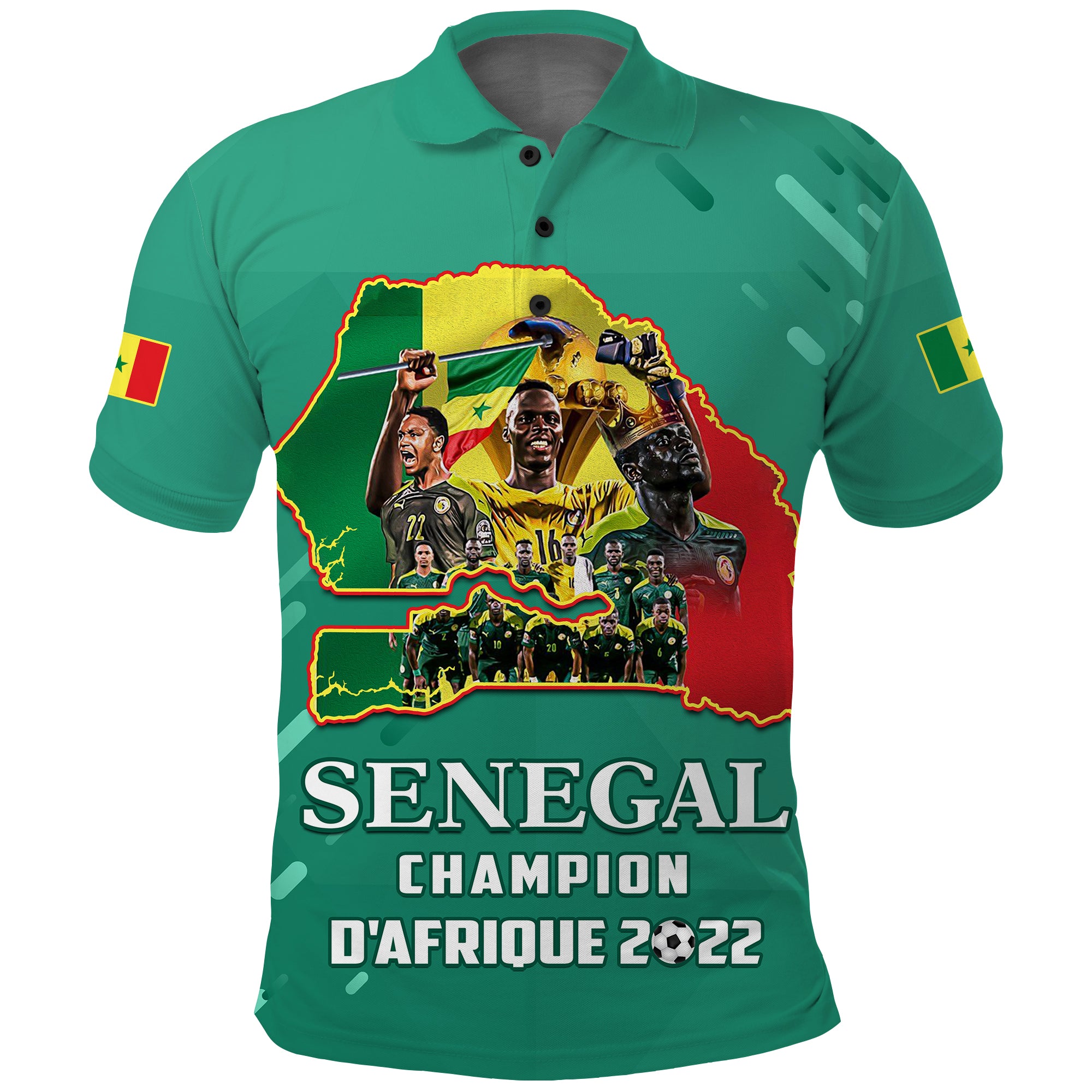 Senegal Football Polo Shirt The Champions 2022 Style Map And Lion Lt13