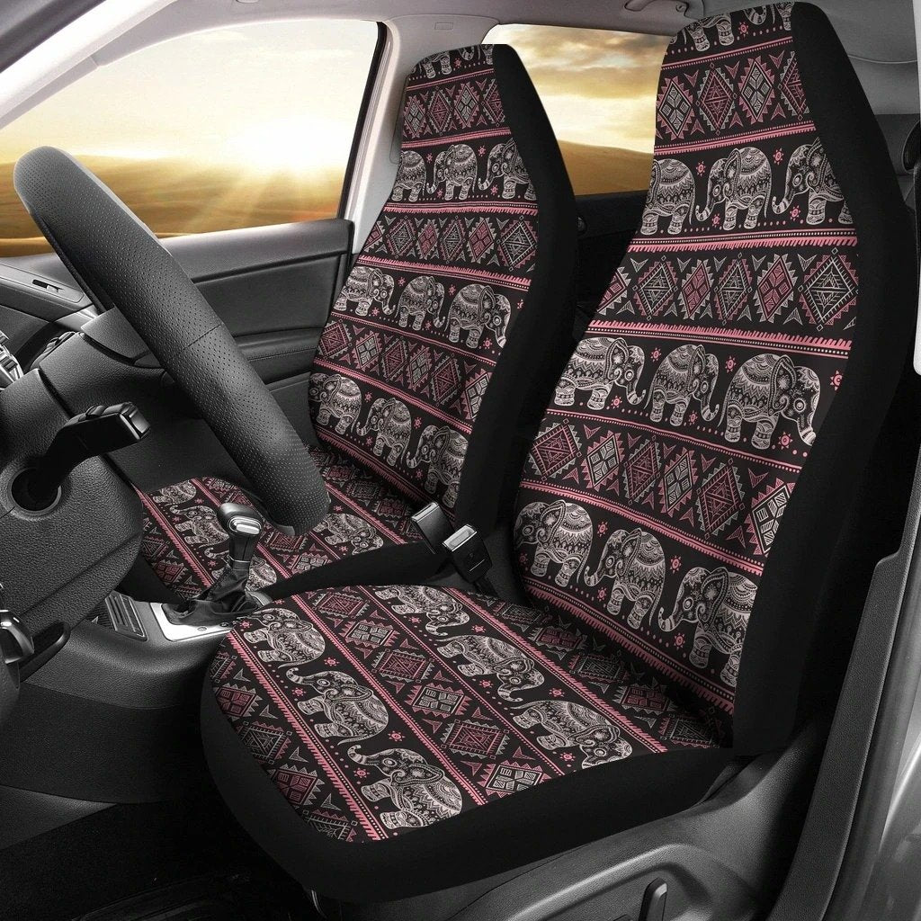 Red Elephant Aztec Car Seat Covers Set 2 Pc, Car Accessories Car Mats Covers