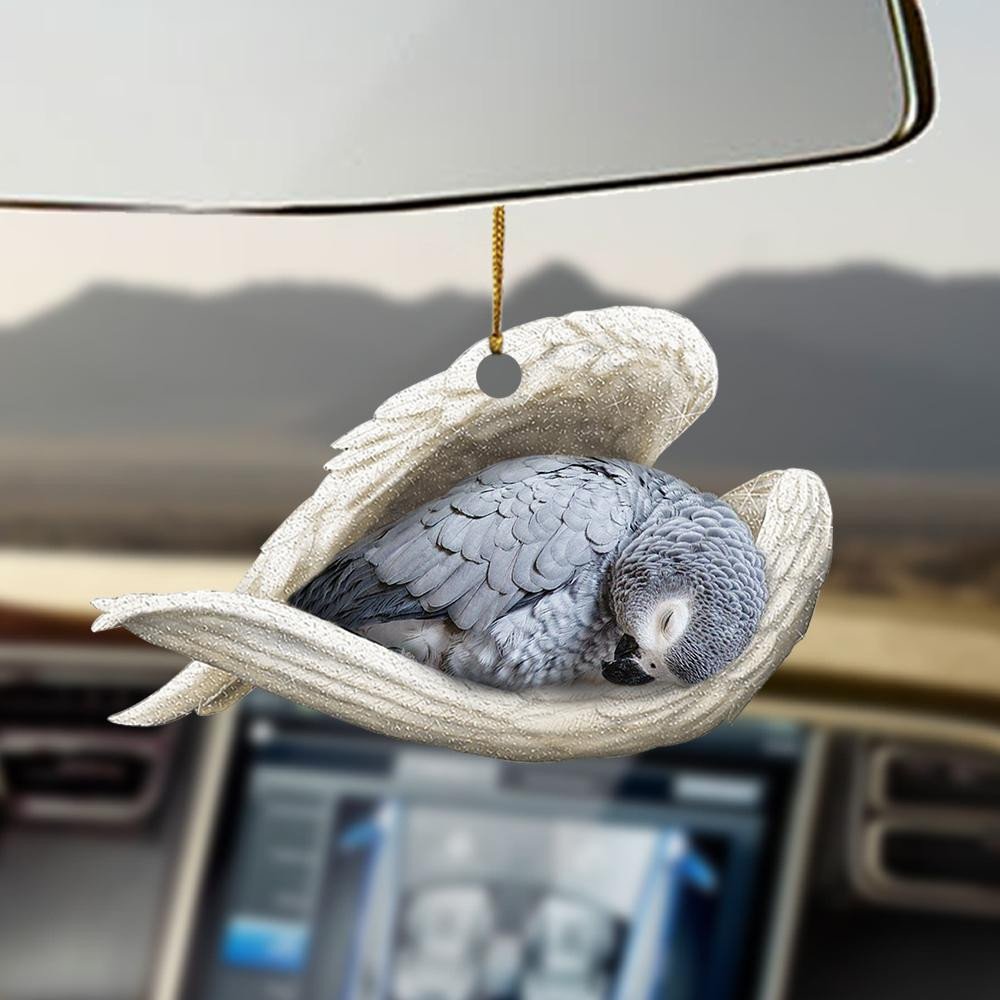 Shopeeyou – Ornaments- African Grey Parrot Sleeping Angel African Grey Parrot Lovers Ornament Two Sided Ornament, Christmas Ornament, Car Ornament, Shaped Ornament