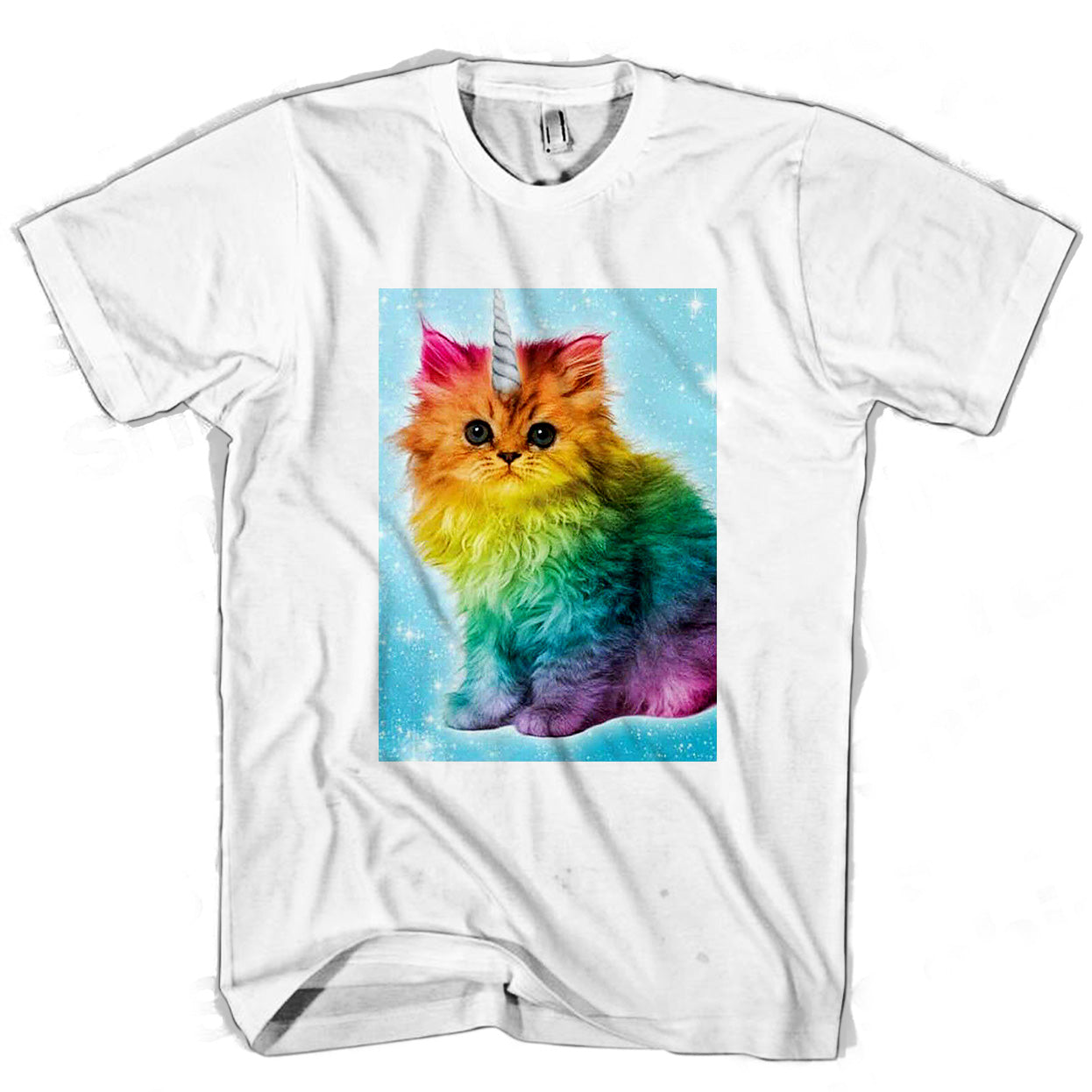 Unicorn Rainbow Cat Kitten Man’s Tee T-Shirt