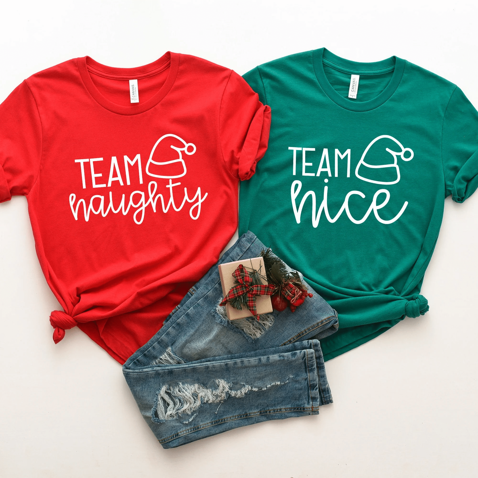 Couple Shirts Team Nice – Team Naughty  Matching Couple, Valentine Gifts, Christmas Gift Graphic Unisex T Shirt, Sweatshirt, Hoodie Size S – 5Xl