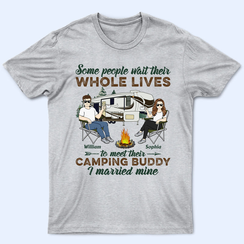 Camping Buddy I Married Mine Camping Couple – Couple Gift – Personalized Custom T Shirt