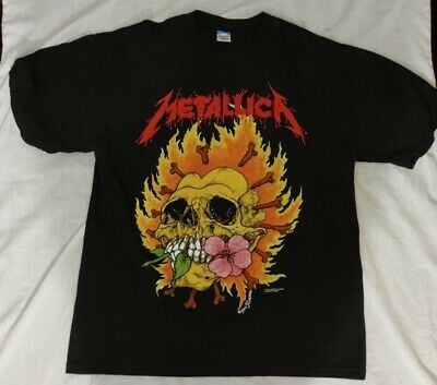 Vintage 1994 Metallica Pushead Flaming Skull Double Sided T-shirt Sz X- 2983