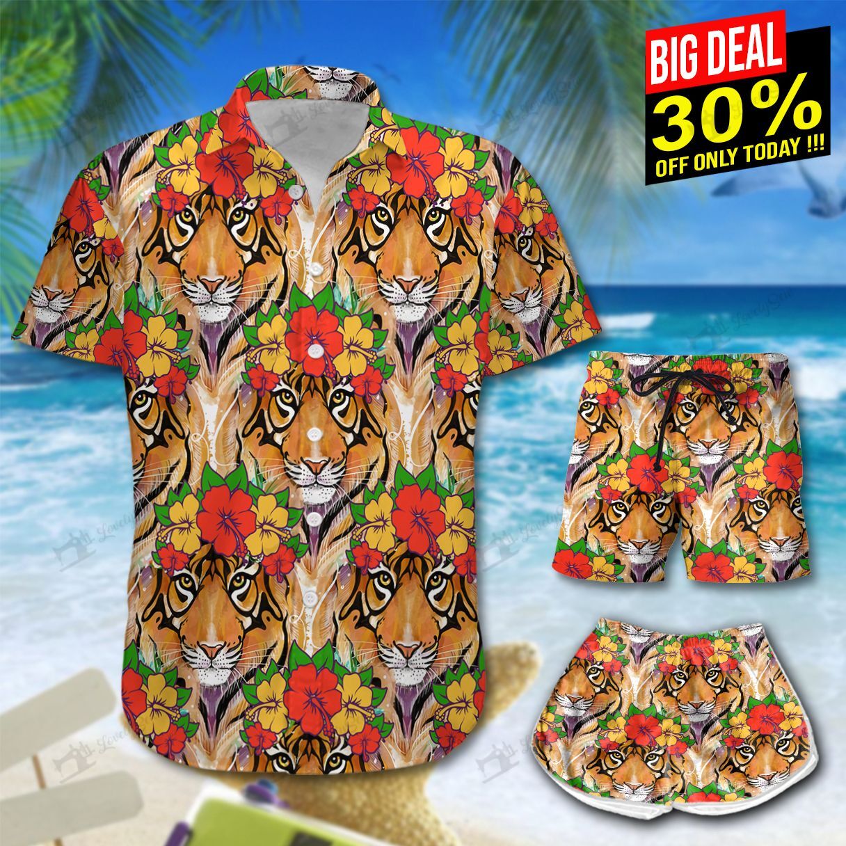 Tiger Hibiscus Hawaiian Shirt Shorts Ha53879