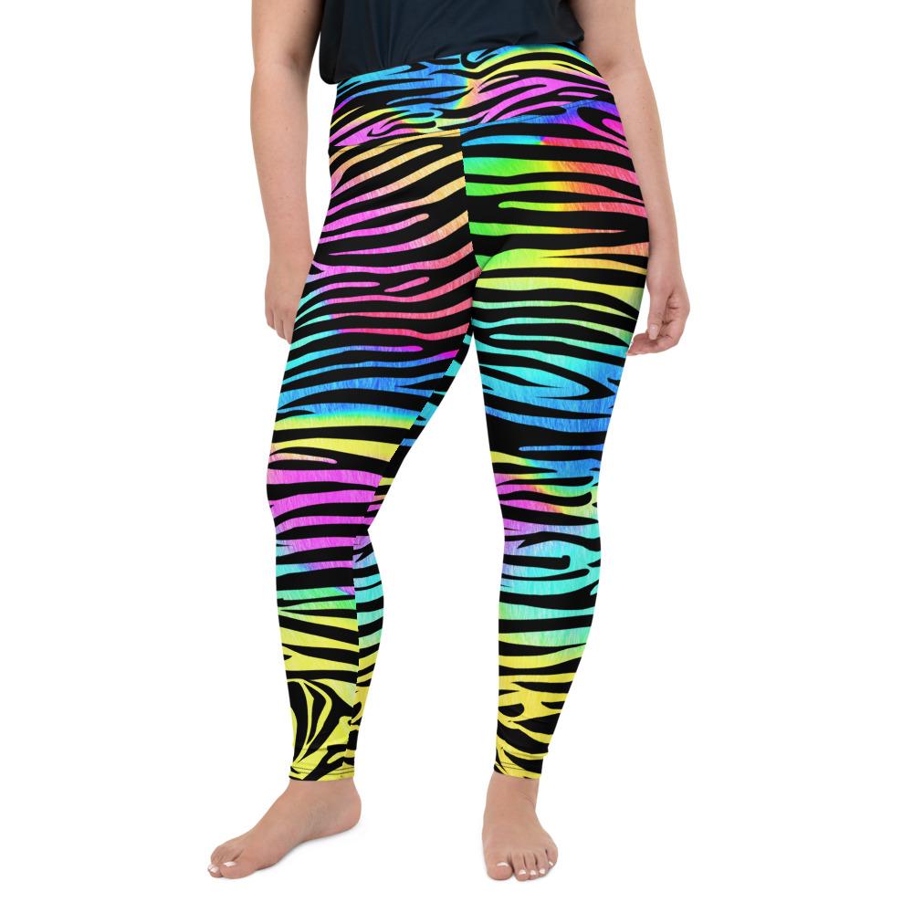 Colorful Zebra Striped Plus Size Leggings