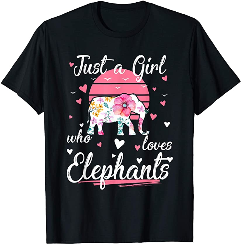 Just A Girl Who Loves Elephants Floral Mothers Day T-Shirt