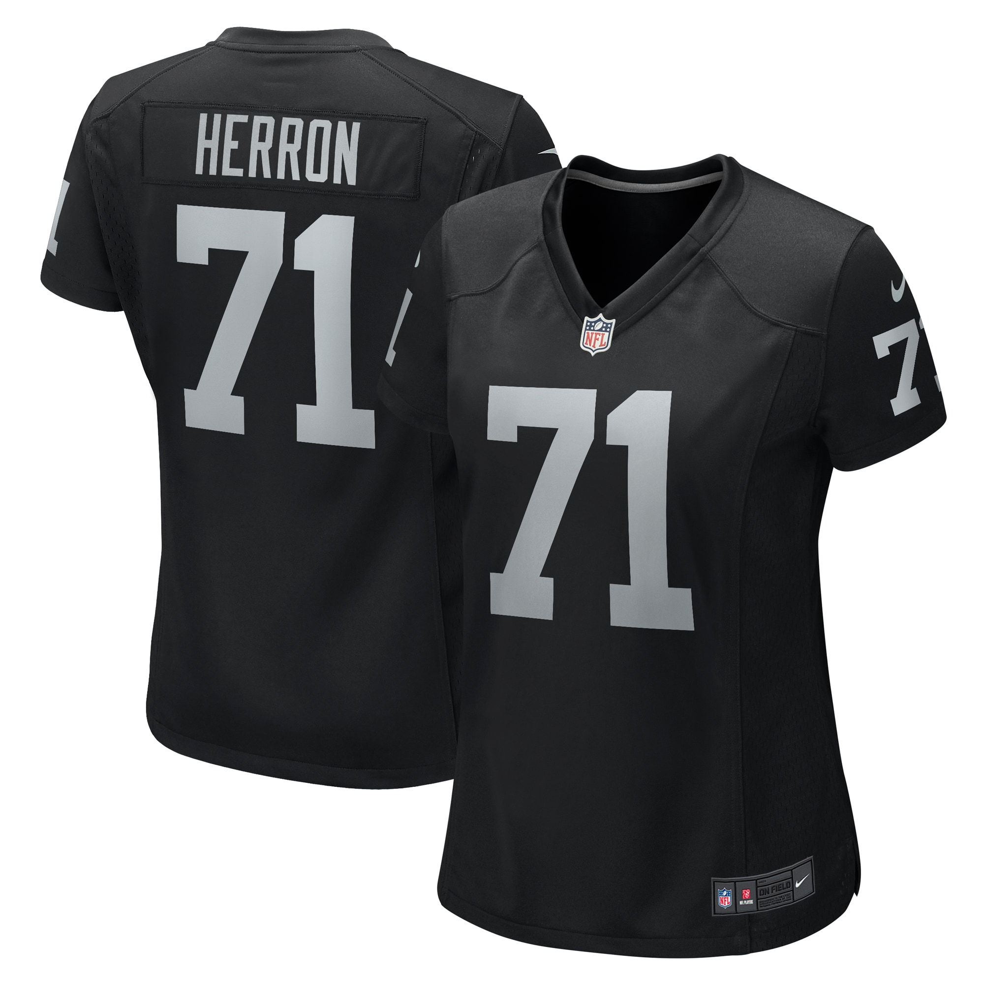 Women’s Las Vegas Raiders Justin Herron  Black Team Game Jersey