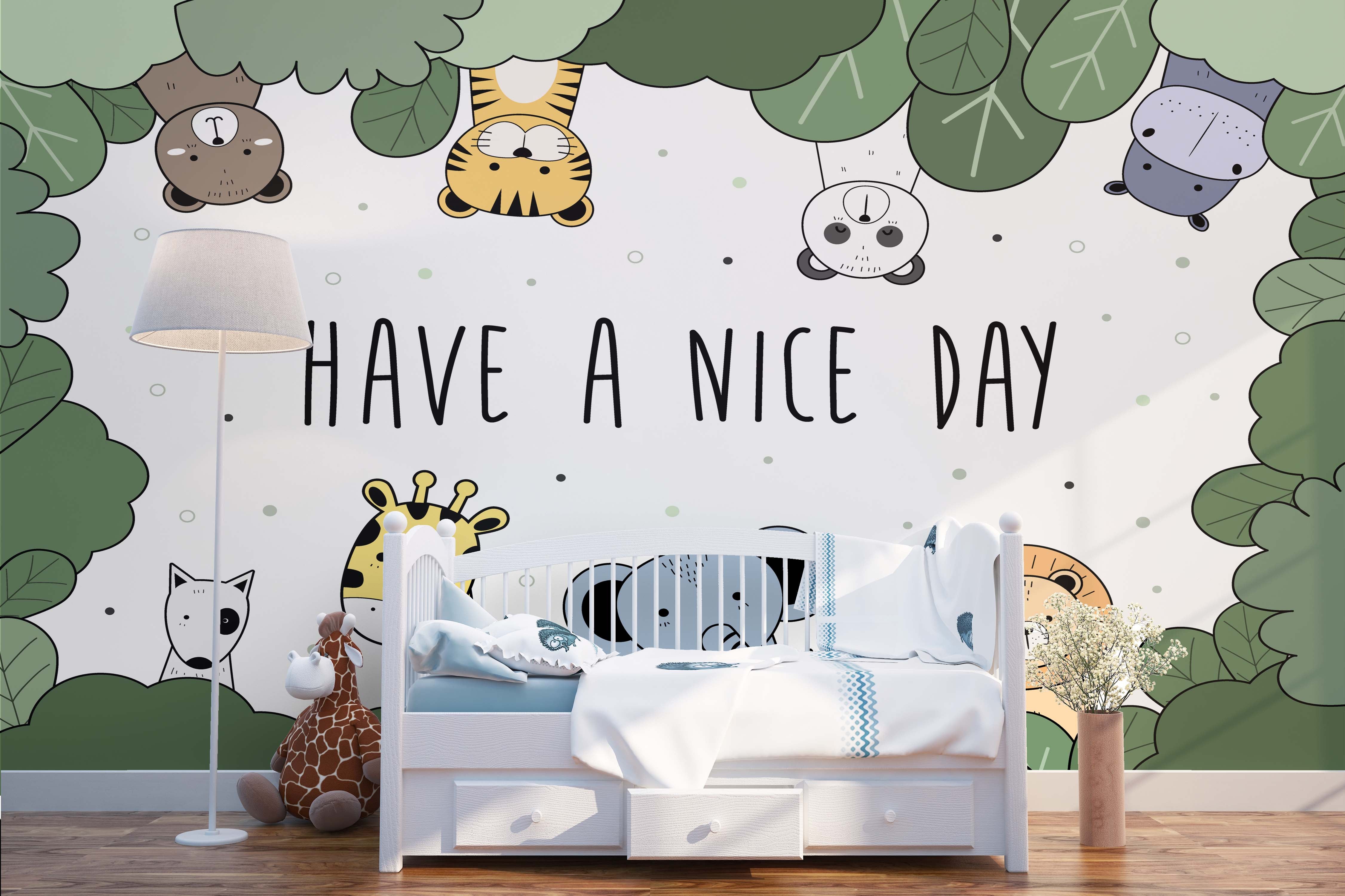 3D Cartoon Forest Animals Wall Mural Wallpaper 45