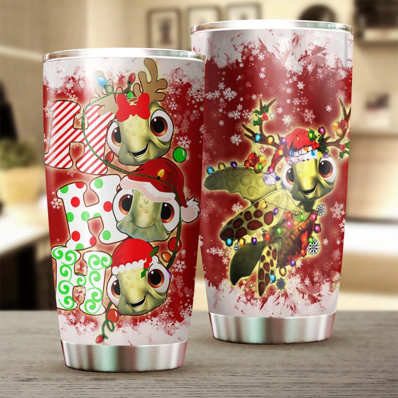 Turtle Christmas Ho Ho Ho Cute Funny Tumbler- Turtle Present- Unique-  Birthday Gift Christmas Gift For Turtle Lover For Daughter