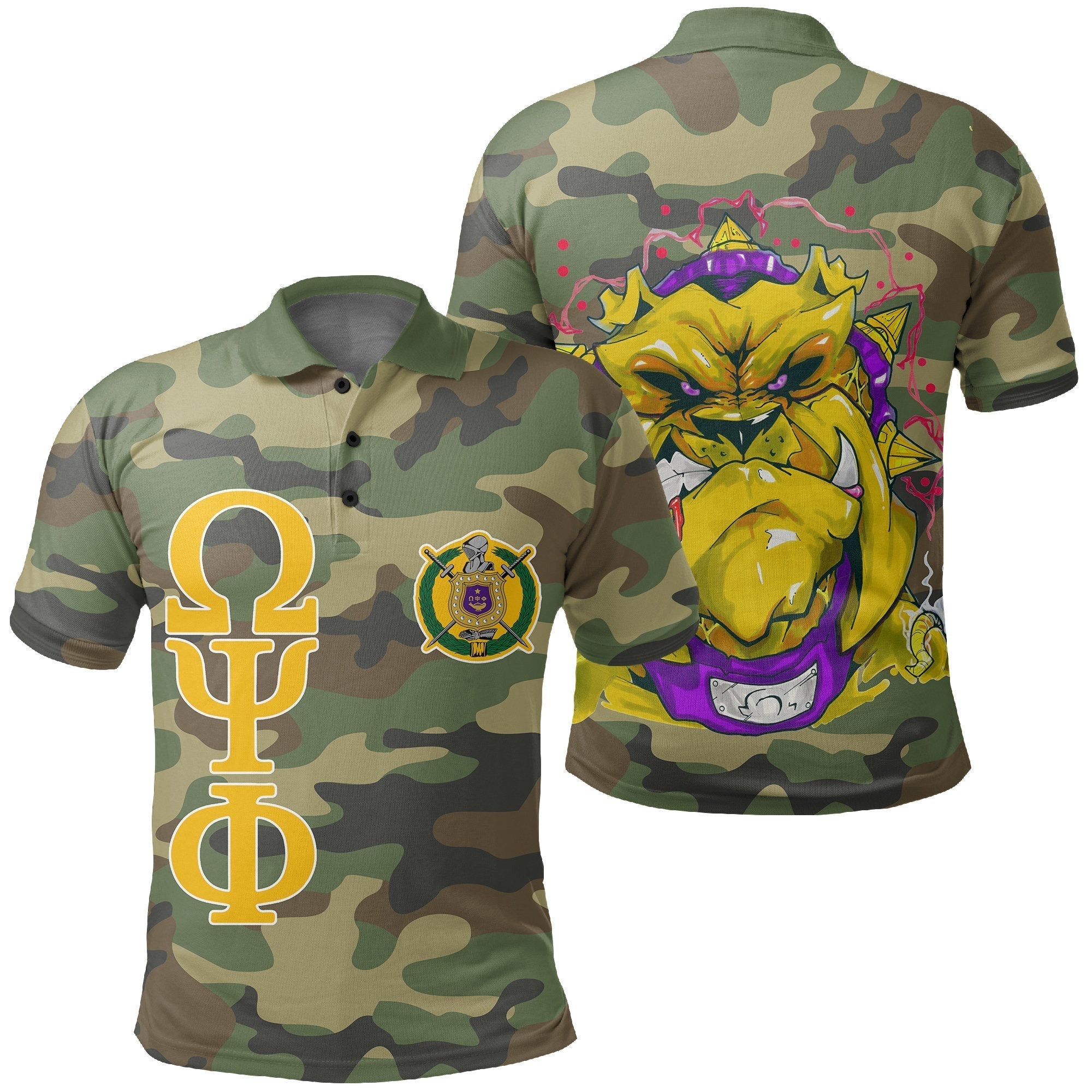 Fraternity Polo – Military Thunder Bulldog Omega Psi Phi Polo Shirt