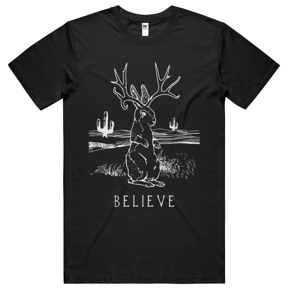 Believe Jackalope T Shirt, Cryptid Rabbit Bunny T Shirts