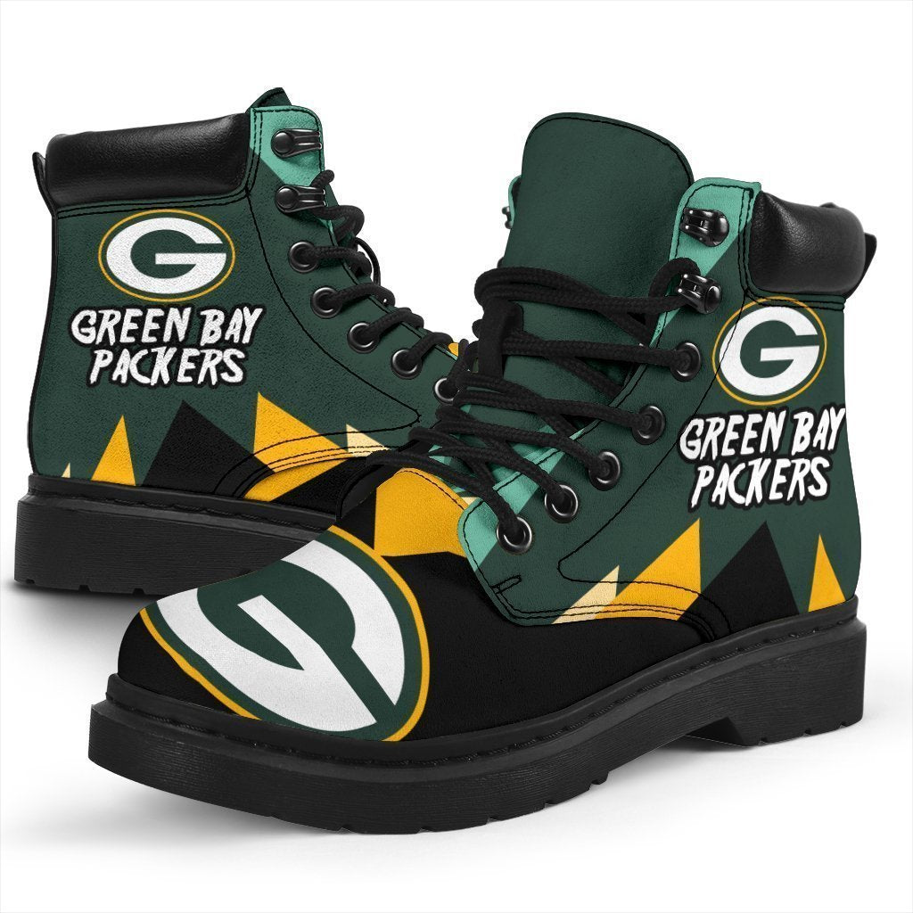 Green Bay Packers All Season Boots | Casual Shoes | Vegan Leather Custom Boot Shoes Tb130