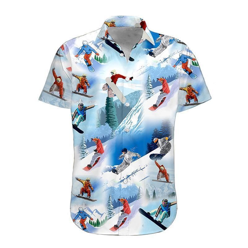 3D Snowboarding Aloha Hawaiian Shirt Colorful Short Sleeve Summer Beach Casual Shirt For Men And Women