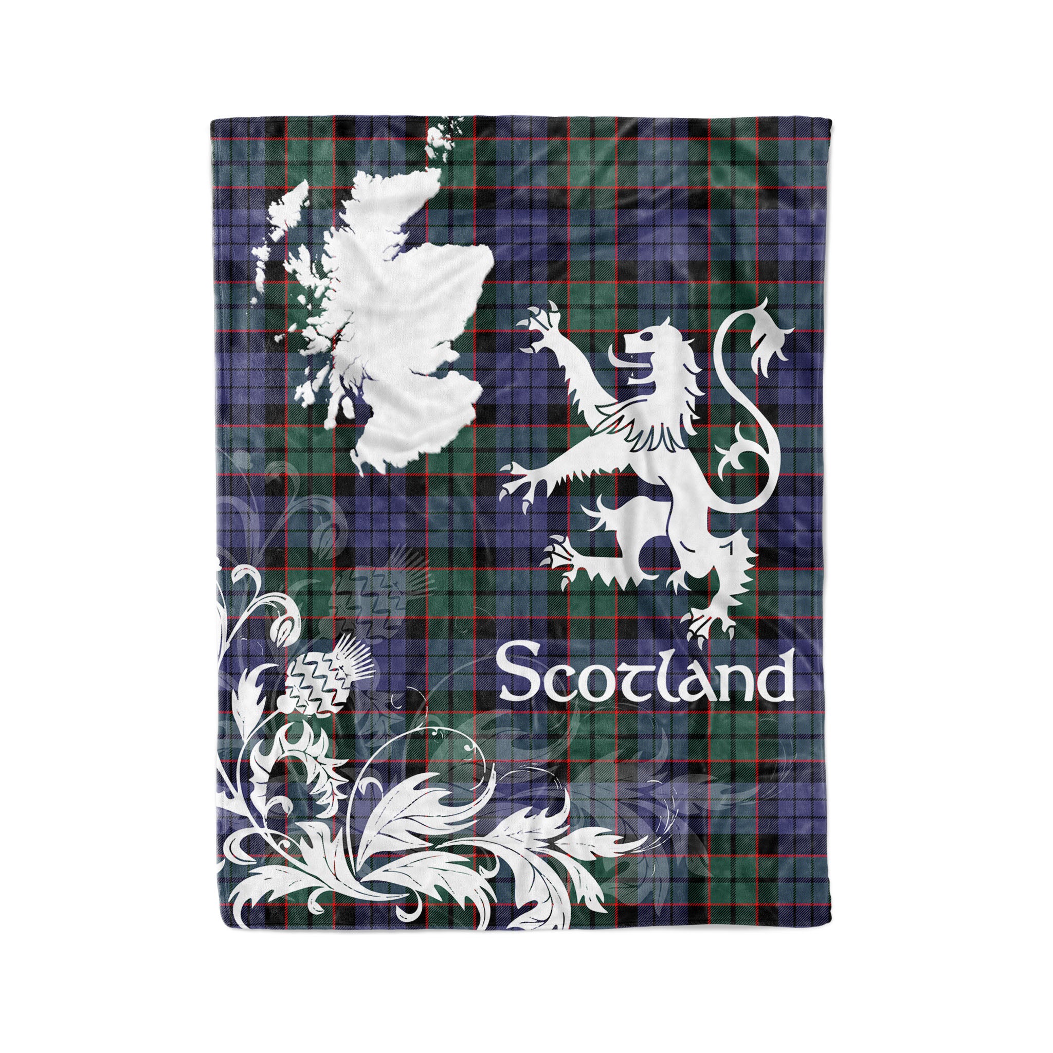 Tartan Plaid Fleece Blanket Tartan Blanket Thistle And Lion Scottish Clan Fletcher Modern Plaid Blanket