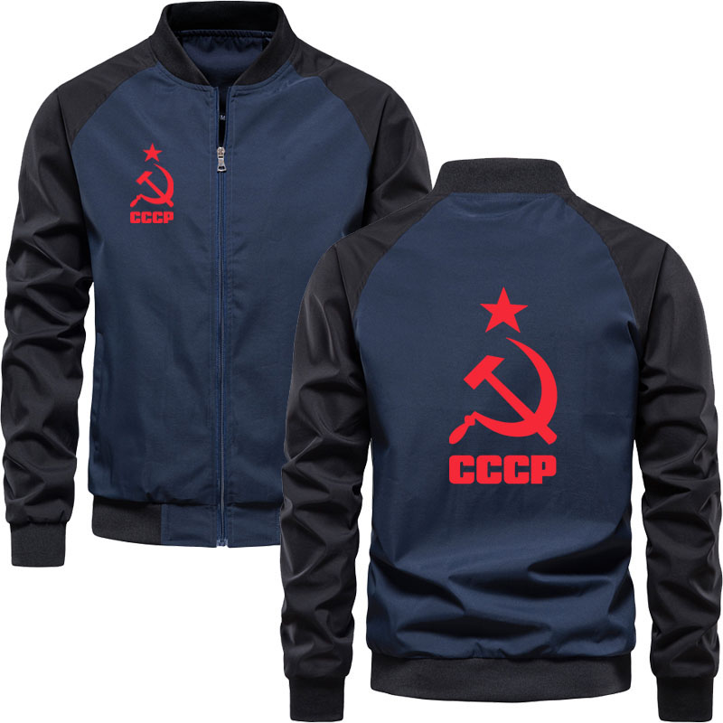 Business Casual Men’s Zipper Jacket cccp logo windproof men’s jacket Spring Autumn New Sweatshirt Fashion Patchwork Jacket alx