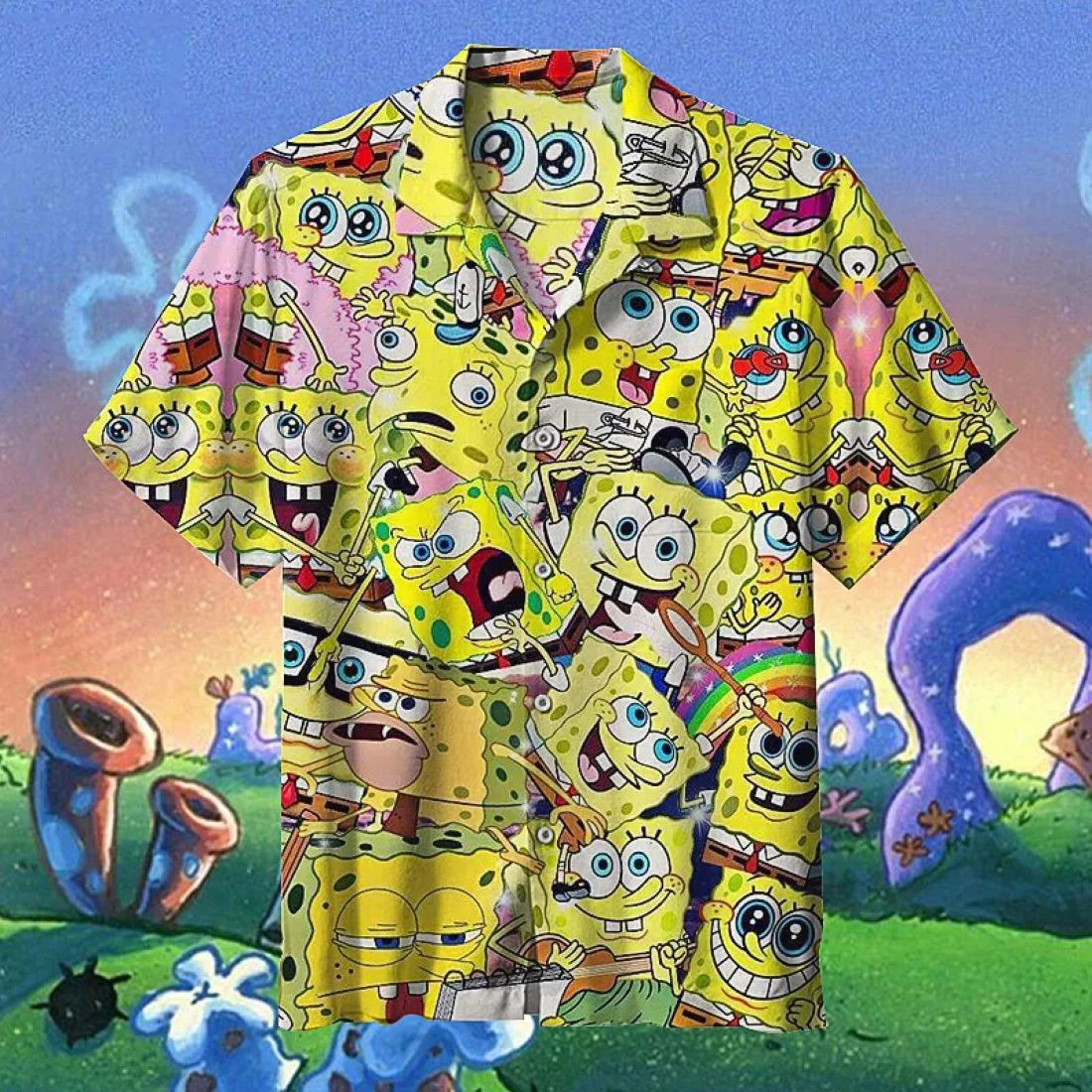 50 Shades Of Spongebob Squarepants All Over Print 3D Hawaiian Shirt