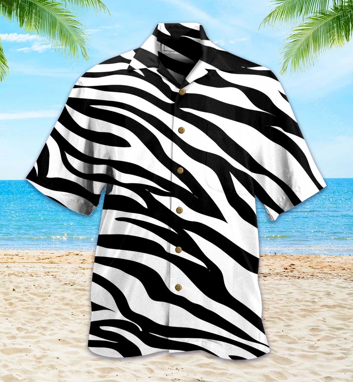 Zebra Texture White Hawaii Shirt Ha87962