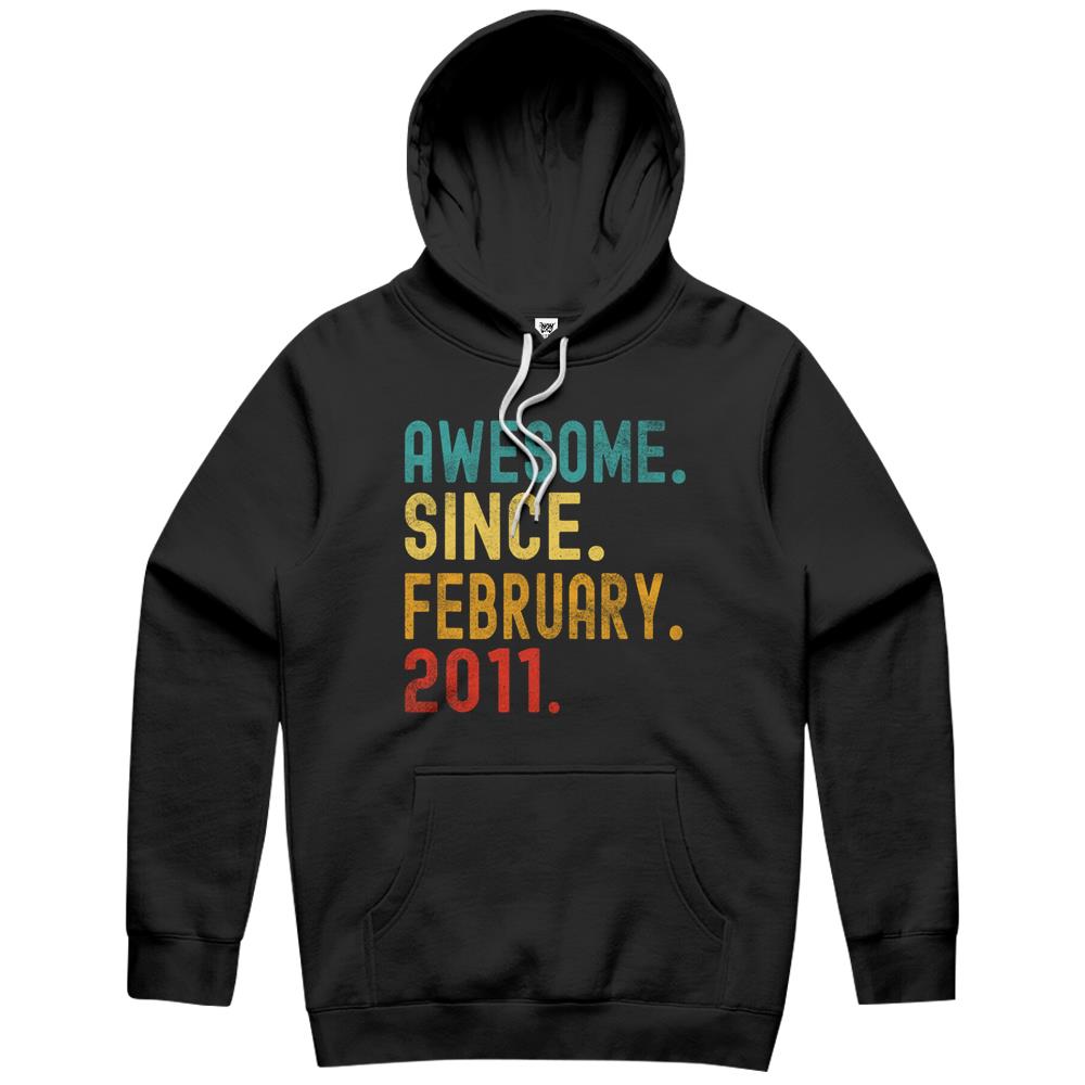 Awesome Since February 2011 11Th Birthday 11 Years Old Hoodie