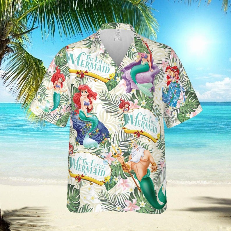 Ariel And King Triton The Little Mermaid All Over Print 3D Hawaiian Shirt