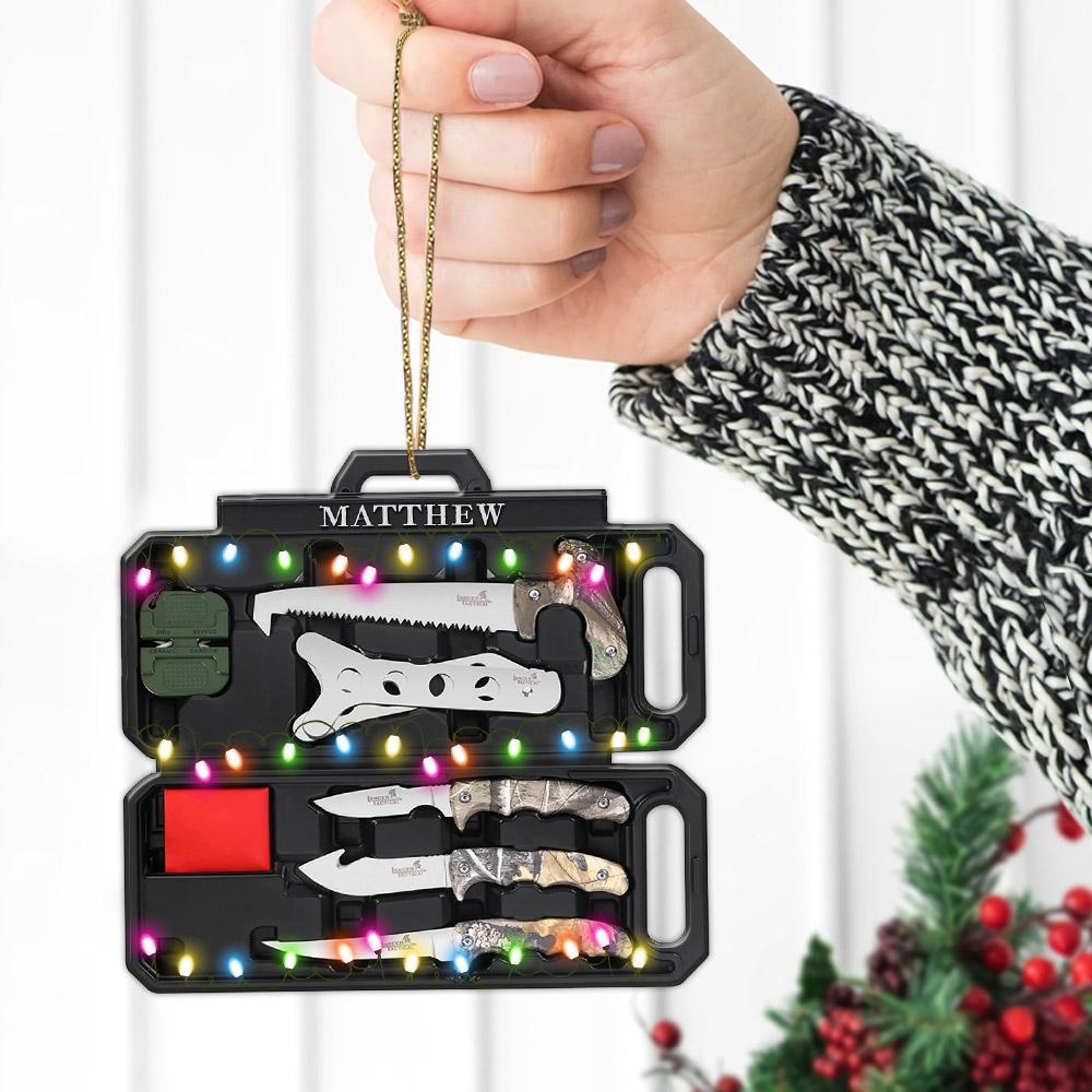 Personalized Flat Ornament For Hunters, Field Dressing Kit Hunting Knife Set, Name & Camo Patterns Can Be Changed V2