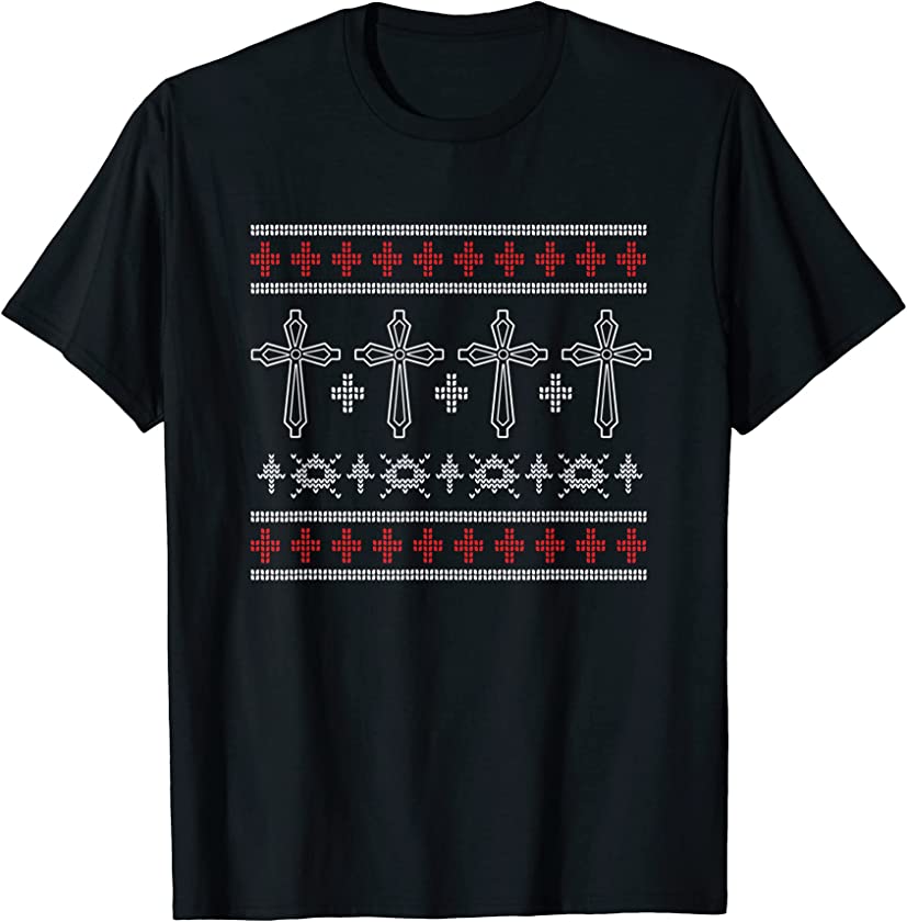 Ugly Christmas Religion Santa Claus New Year Cross Christian T-Shirt