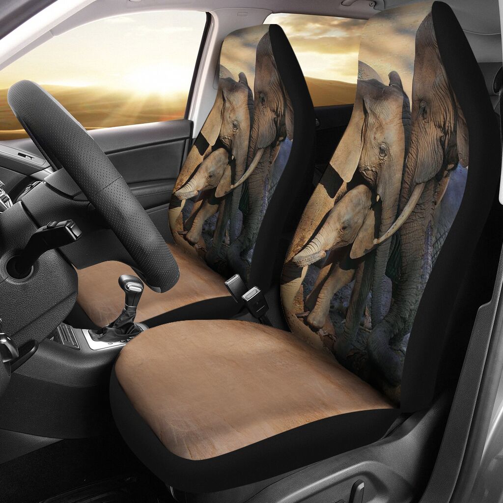 Elephant We Are Family Car Seat Covers, Seat Covers Full Set, Carseat Covers, Automotive Seat Covers.