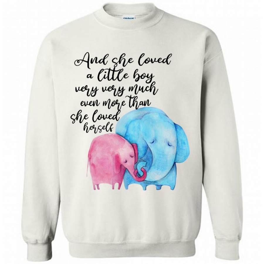 And She Loved A Little Boy Very Very Much Even More Than She Loved Herself, Elephant Design, Mother’s Day Gift A – Gildan Crewneck Sweatshirt