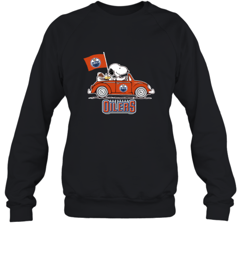 Snoopy And Woodstock Ride The Edmonton Oilers Car 2D Sweatshirt