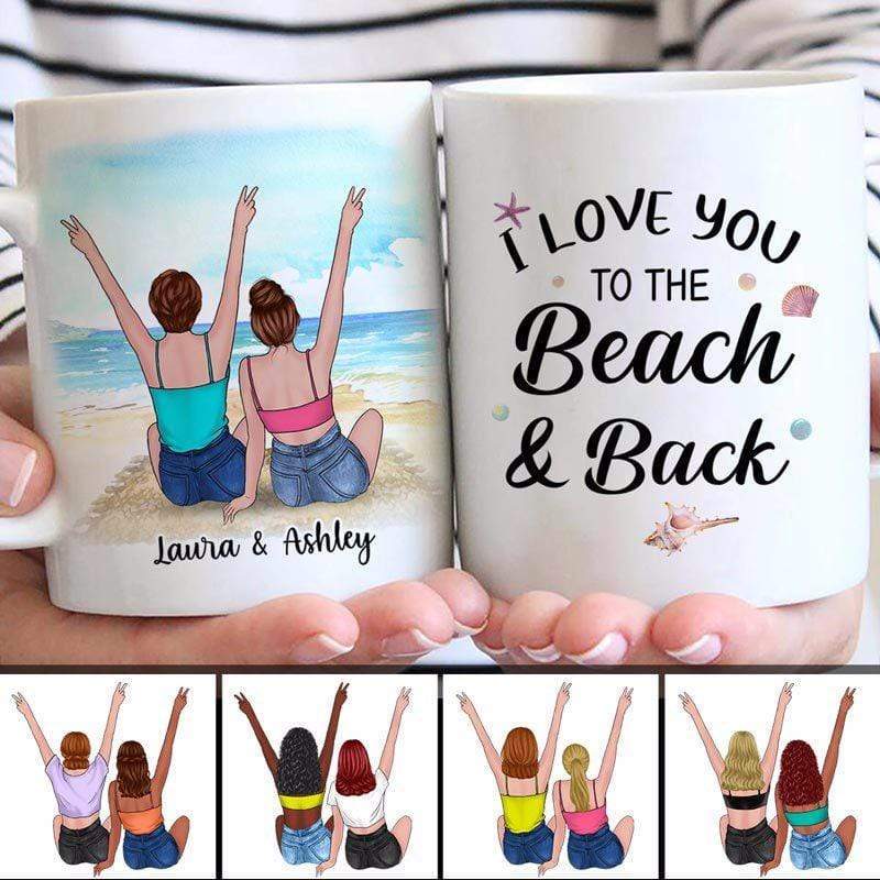 Summer Happy Besties On The Beach Personalized Mug