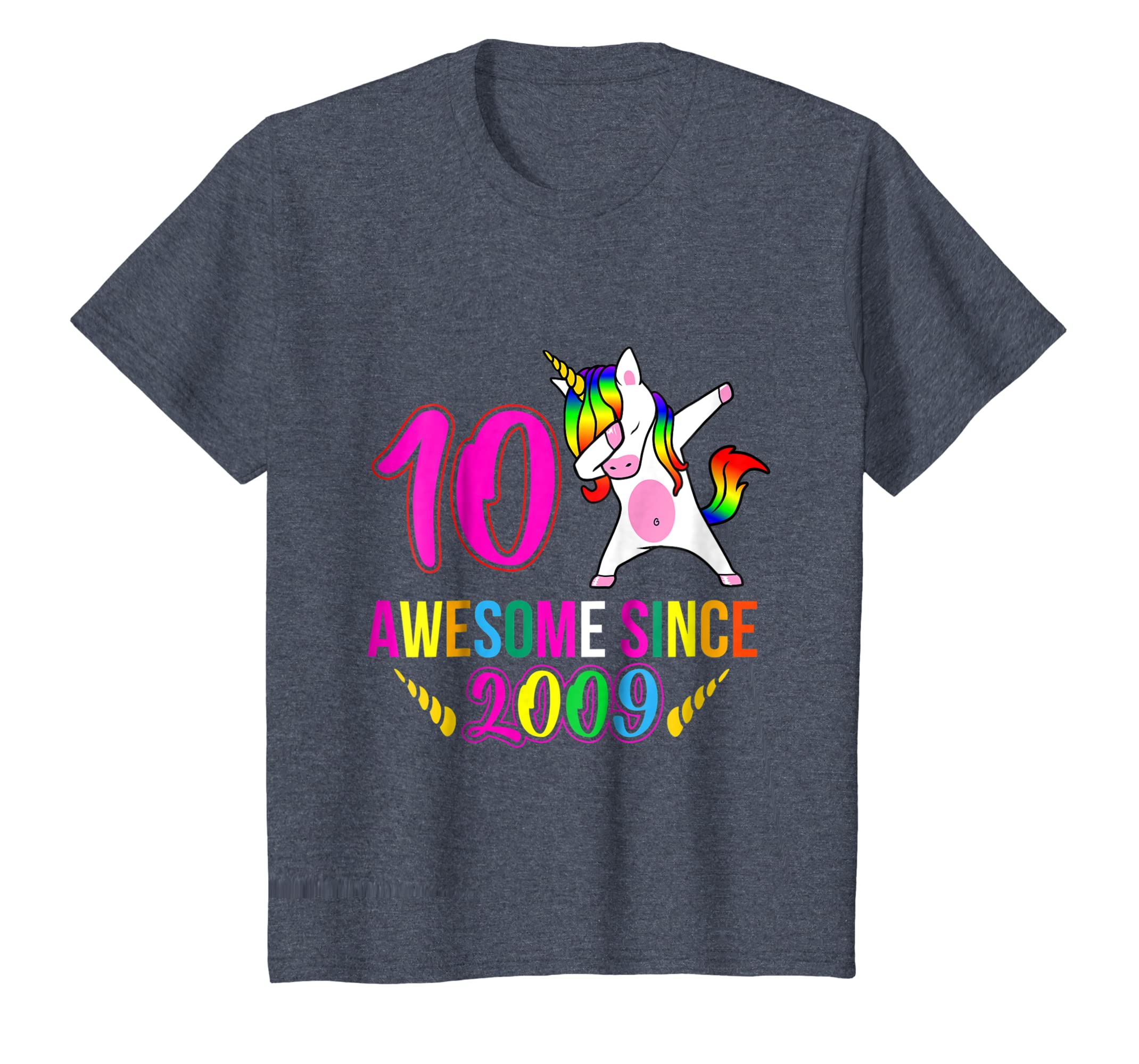 Girls 10Th Birthday Unicorn Tshirt Awesome Since 2009